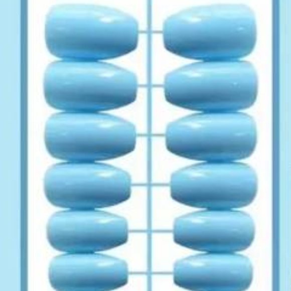 New Glossy Blue 24 Piece Full Set Easy Press On Fake / False Nails Reusable - Picture 3 of 5